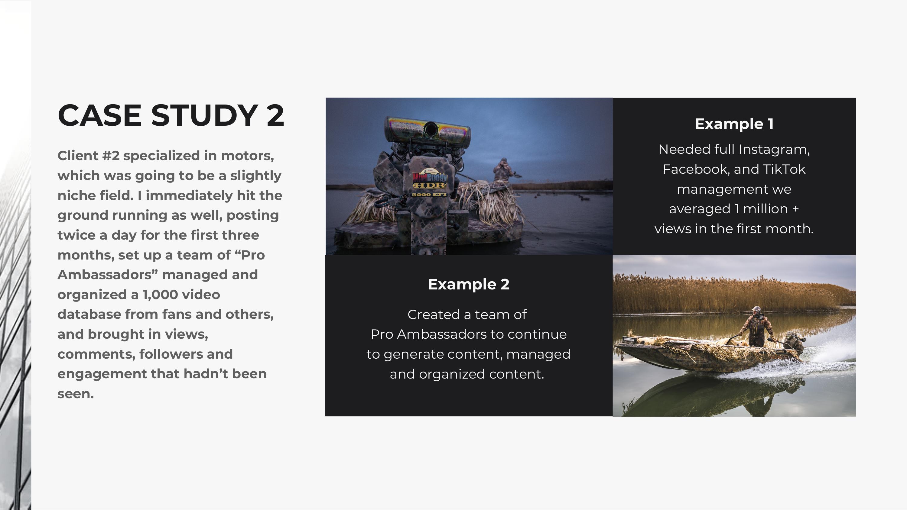 Case Study: motorsports brand — 1M+ views in the first month.